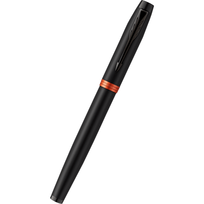 Parker IM Rollerball Pen - Satin Black - Flame Orange Ring - Pen Boutique Ltd