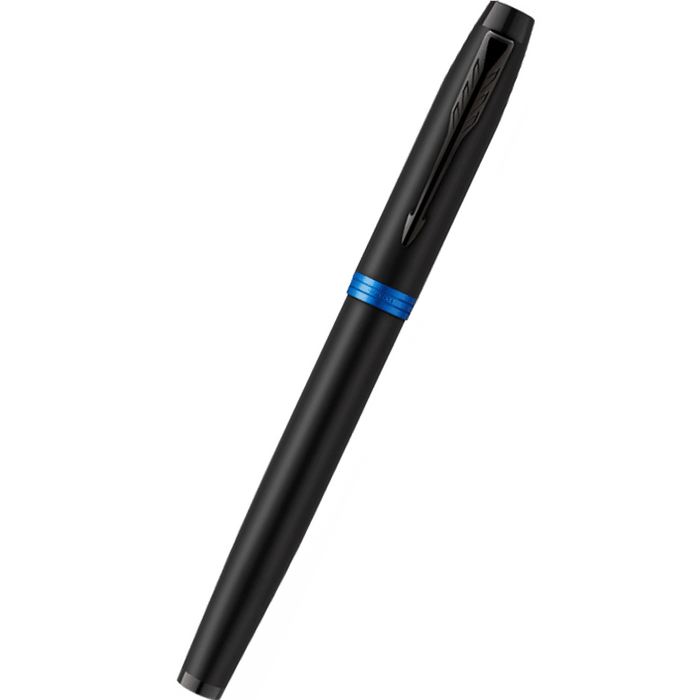 Parker IM Rollerball Pen - Satin Black - Marine Blue Ring - Pen Boutique Ltd