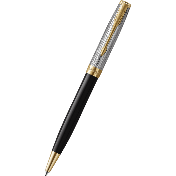 Parker Sonnet Premium Refresh Ballpoint Pen - Metal & Black - Gold Trim - Pen Boutique Ltd