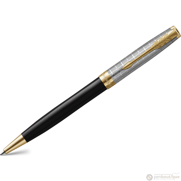 Parker Sonnet Premium Refresh Ballpoint Pen - Metal & Black - Gold Trim - Pen Boutique Ltd