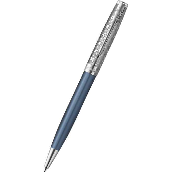 Parker Sonnet Premium Refresh Ballpoint Pen - Metal & Blue - Chrome Trim - Pen Boutique Ltd