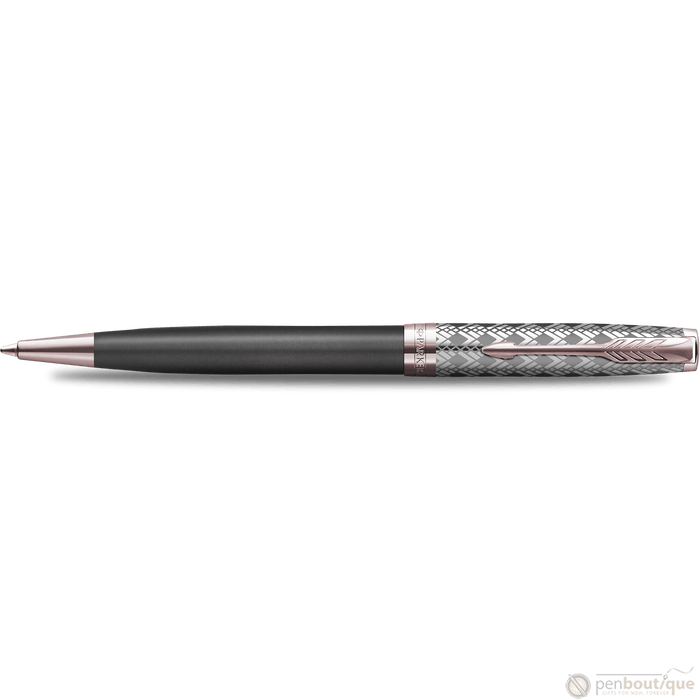 Parker Sonnet Premium Refresh Ballpoint Pen - Metal & Grey - Pink Gold Trim - Pen Boutique Ltd