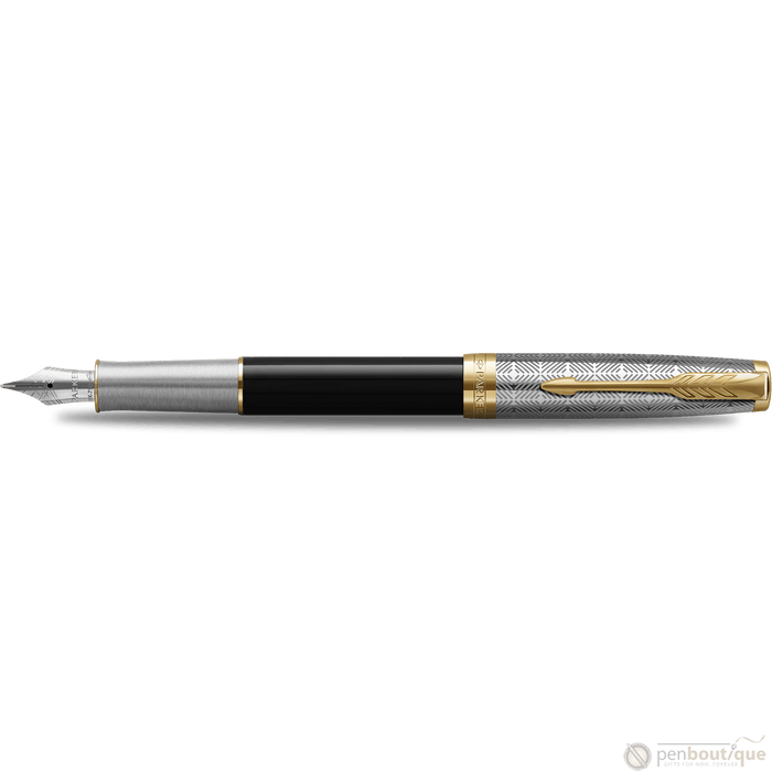Parker Sonnet Premium Refresh Fountain Pen - Metal & Black - Gold Trim - Pen Boutique Ltd