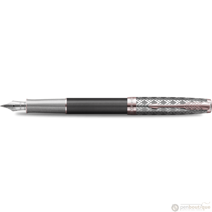 Parker Sonnet Premium Refresh Fountain Pen - Metal & Grey - Pink Gold Trim - Pen Boutique Ltd