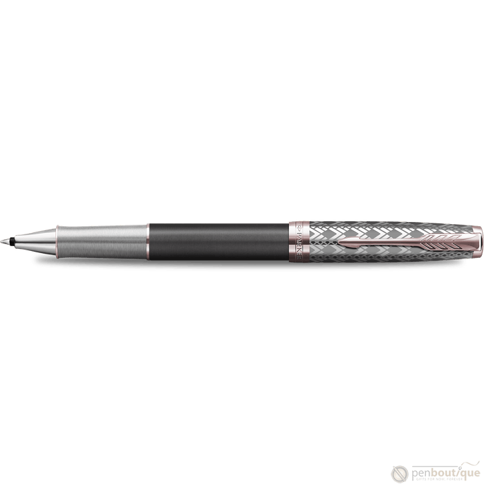 Parker Sonnet Premium Refresh Rollerball Pen - Metal & Grey - Pink Gold Trim - Pen Boutique Ltd