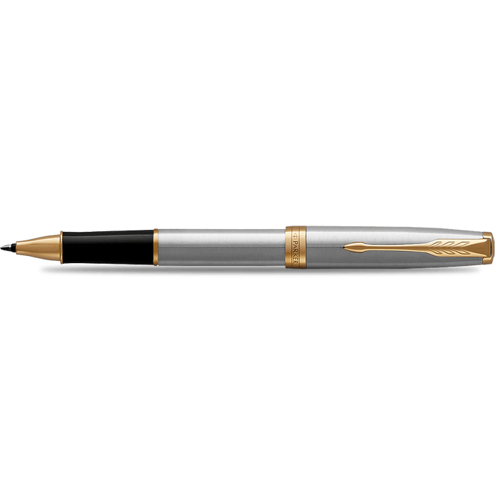 Parker Sonnet Rollerball Pen - Stainless Steel - Gold Trim - Pen Boutique Ltd