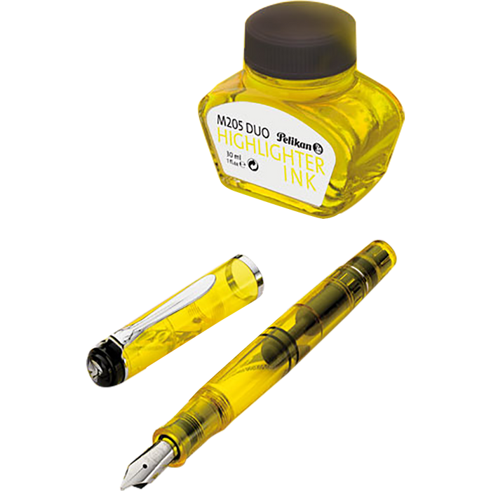 Pelikan Classic Fountain Pen Set - M205 Duo Highlighter Neon Yellow - Pen Boutique Ltd