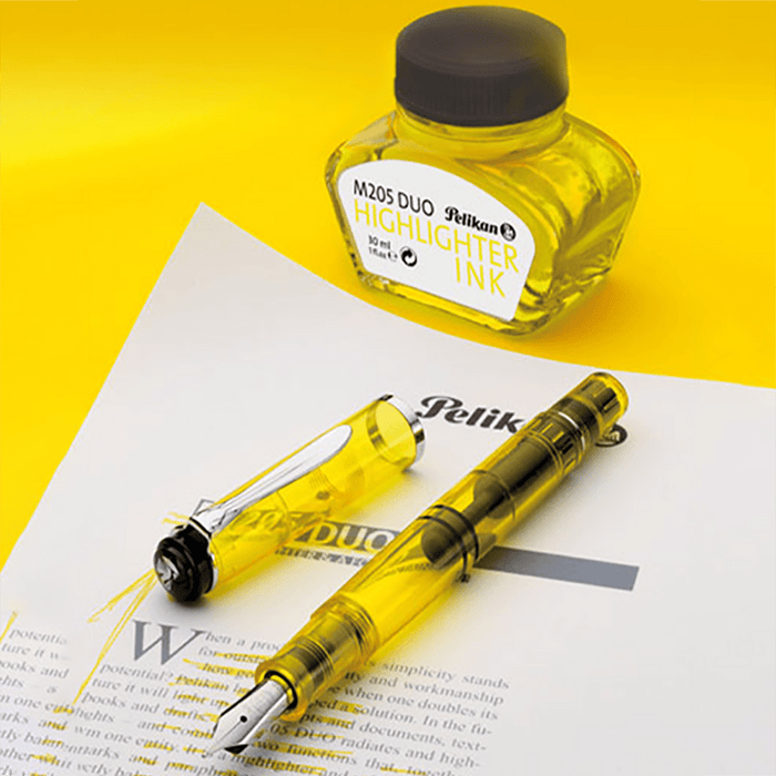 Pelikan Classic Fountain Pen Set - M205 Duo Highlighter Neon Yellow - Pen Boutique Ltd
