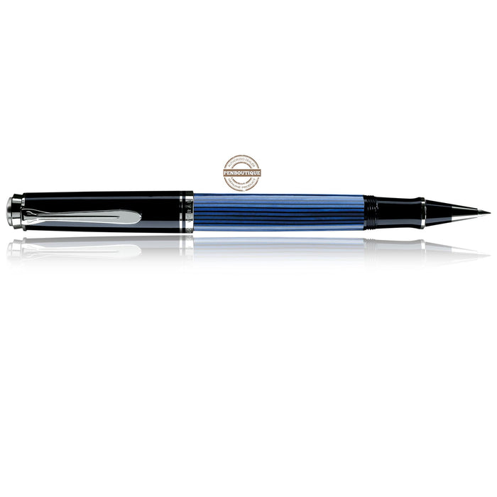 Pelikan Souveran Rollerball Pen - R405 Black & Blue Stripe - Pen Boutique Ltd