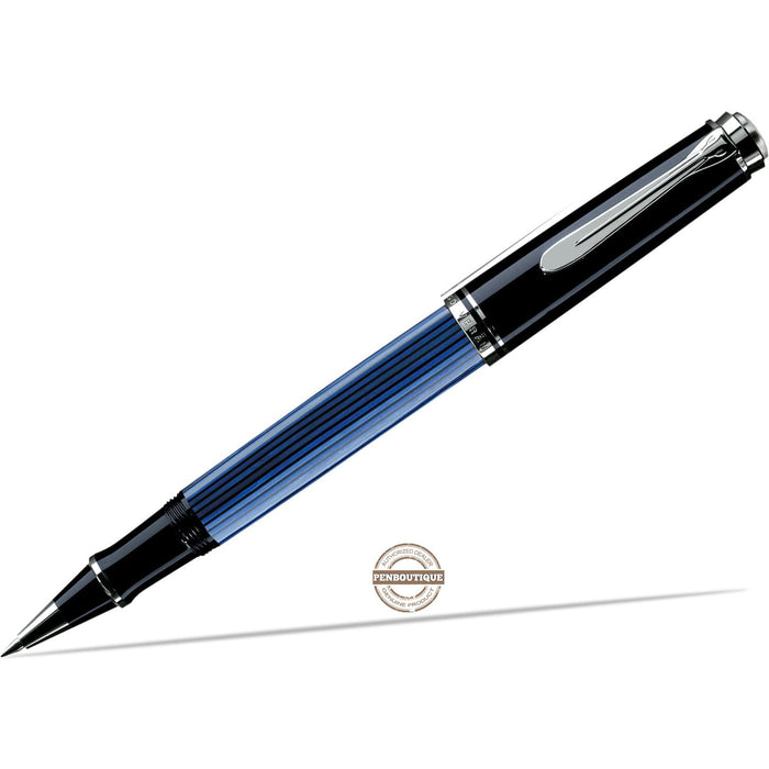 Pelikan Souveran Rollerball Pen - R405 Black & Blue Stripe - Pen Boutique Ltd