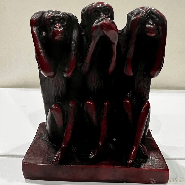 Pen Boutique Three Mini Wise Monkeys Paper Weight with Mask See Hear or Speak No Evil - Pen Boutique Ltd