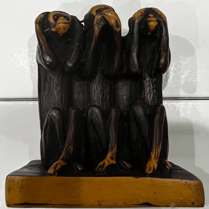 Pen Boutique Three Mini Wise Monkeys Paper Weight with Mask See Hear or Speak No Evil - Pen Boutique Ltd