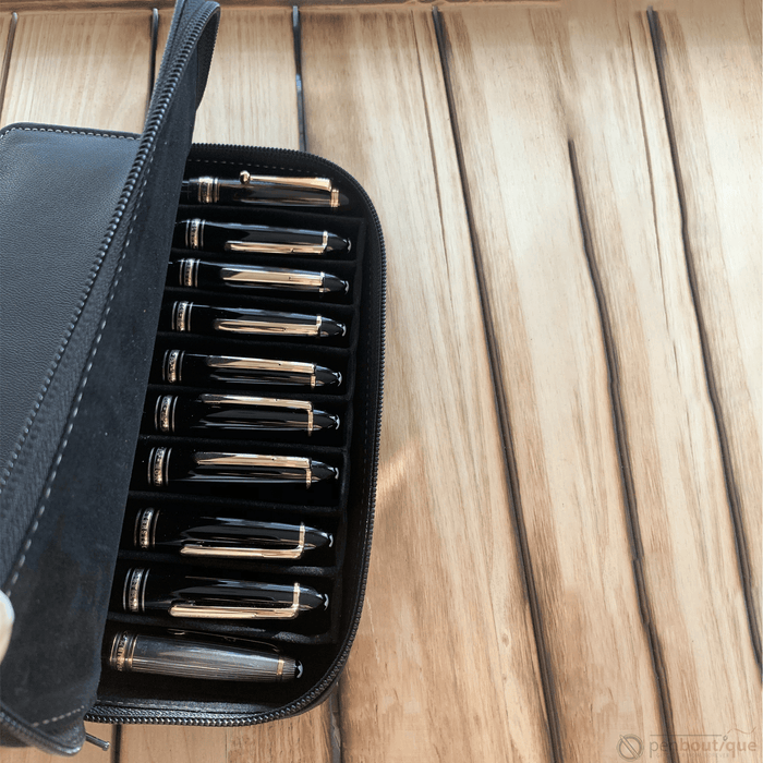 Pen Boutique Yak Leather 10 Pen Holder - Black - Pen Boutique Ltd