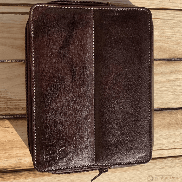 Pen Boutique Yak Leather 10 Pen Holder - Brown - Pen Boutique Ltd
