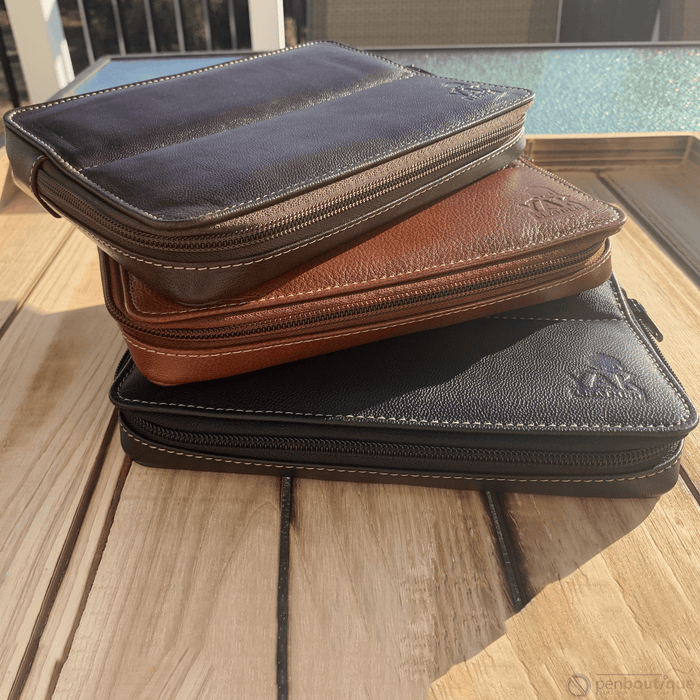 Pen Boutique Yak Leather 10 Pen Holder - Brown - Pen Boutique Ltd