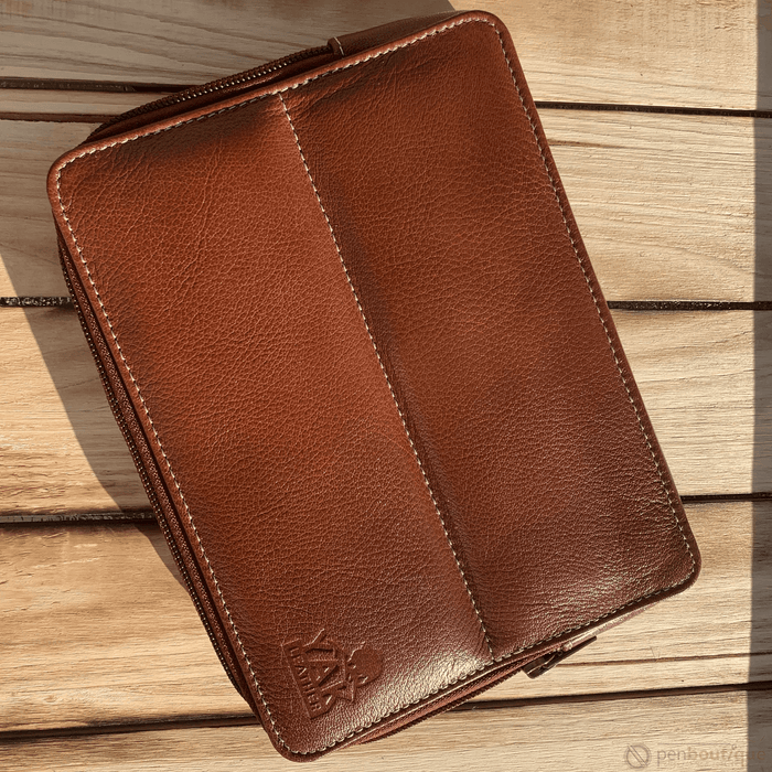 Pen Boutique Yak Leather 10 Pen Holder - Tan - Pen Boutique Ltd