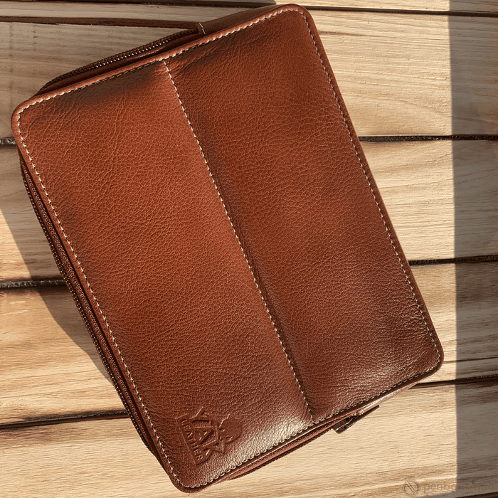 Pen Boutique Yak Leather 10 Pen Holder - Tan - Pen Boutique Ltd