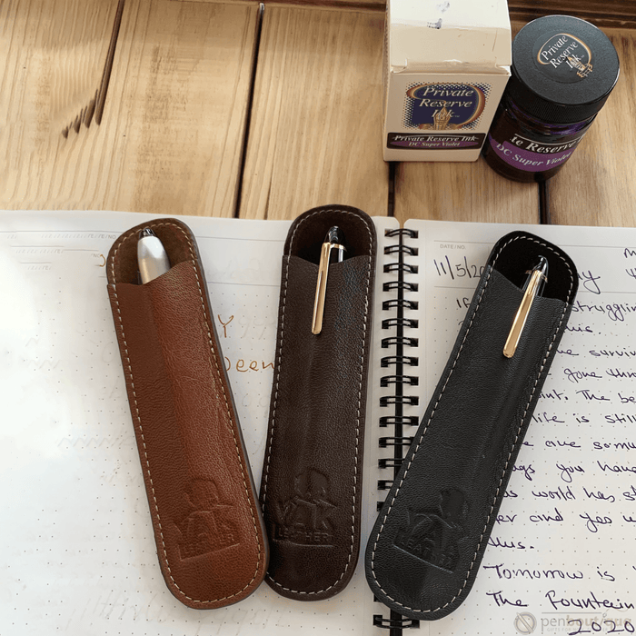 Pen Boutique Yak Leather Single Pen Sleeve - Tan - Pen Boutique Ltd