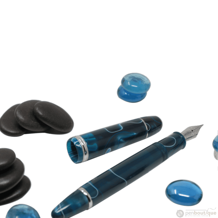 Penlux Masterpiece Grande Fountain Pen - Blue Swirl - Pen Boutique Ltd