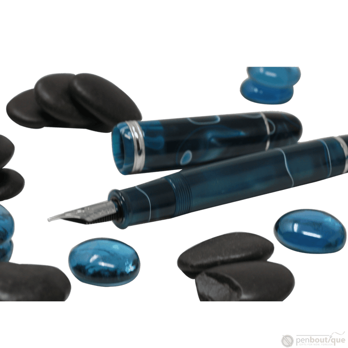 Penlux Masterpiece Grande Fountain Pen - Blue Swirl - Pen Boutique Ltd