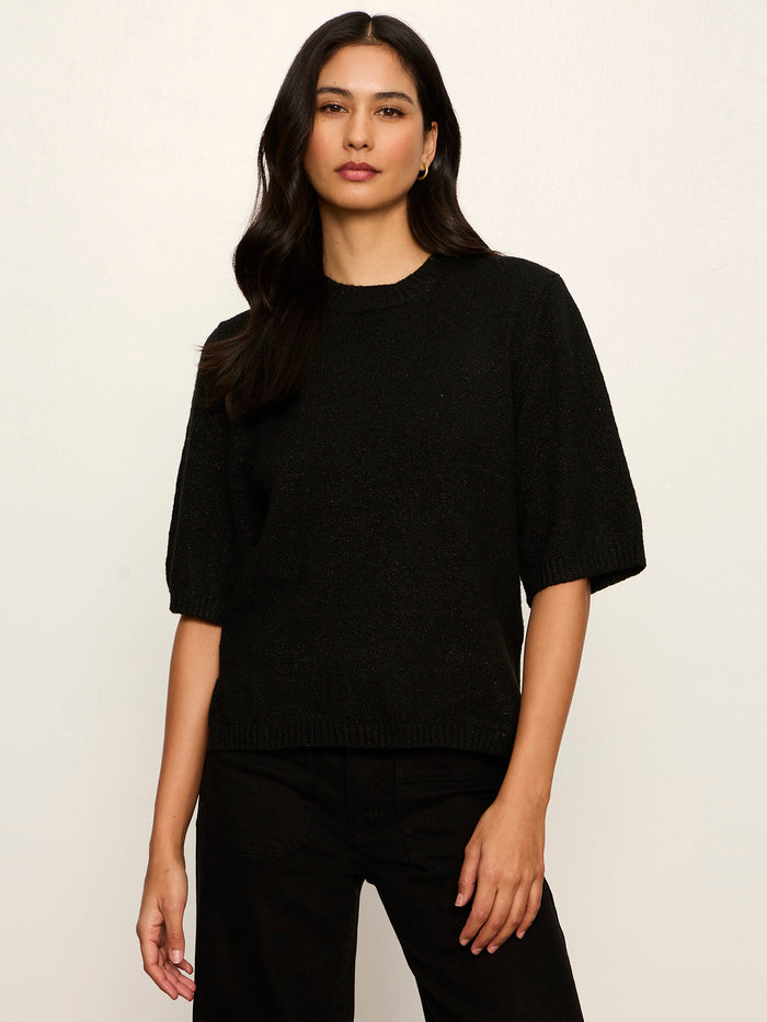 Perfect Sequin Sweater Tee Black Petite Sizing