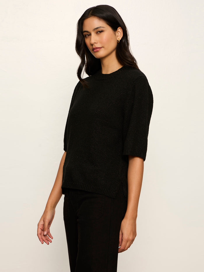 Perfect Sequin Sweater Tee Black