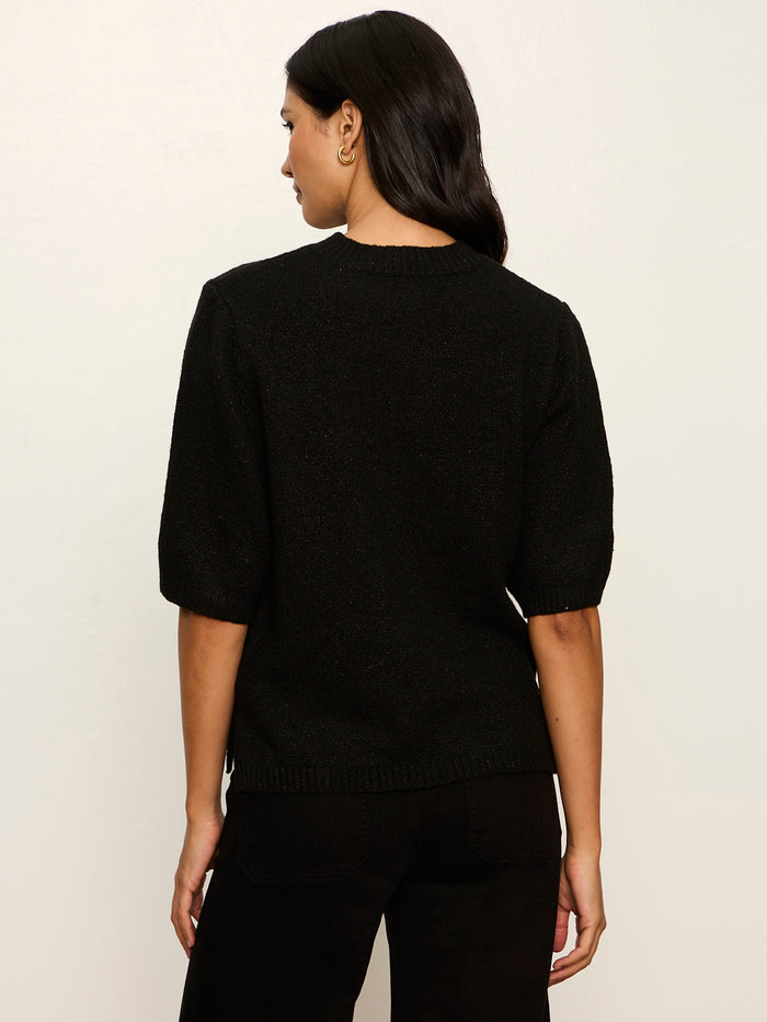 Perfect Sequin Sweater Tee Black