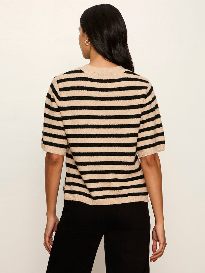 Perfect Sequin Sweater Tee Hazelnut / Black Stripe