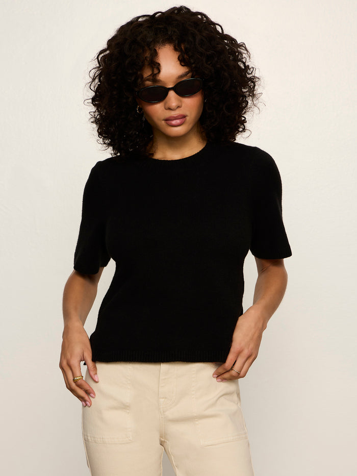 Perfect Sweater Tee Black Petite Sizing
