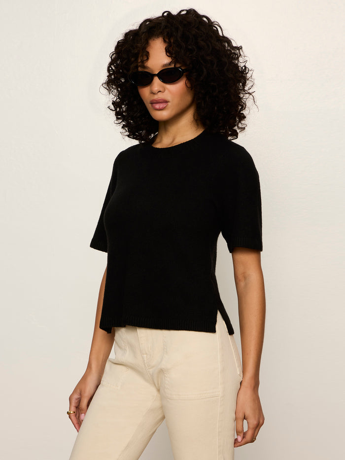 Perfect Sweater Tee Black Petite Sizing