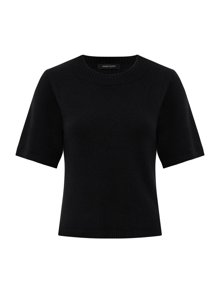 Perfect Sweater Tee Black Petite Sizing