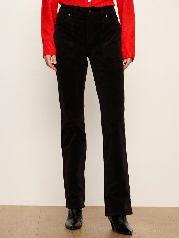 Play Date Velveteen Bootcut Pant Black Petite Sizing