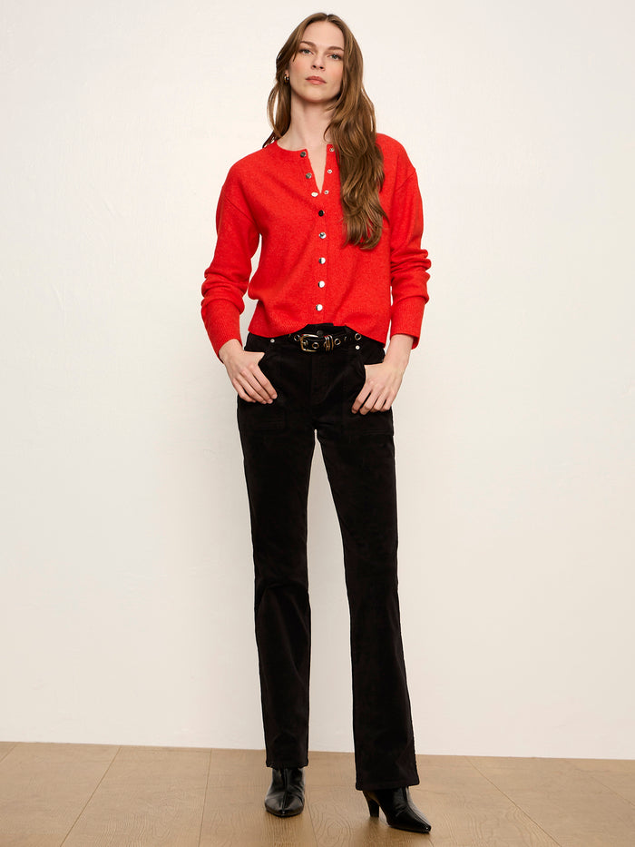 Play Date Velveteen Bootcut Pant Black Petite Sizing