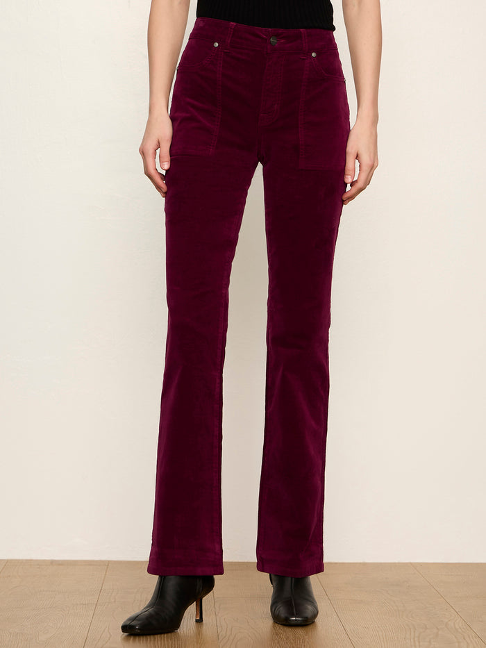 Play Date Velveteen Bootcut Pant Bordeaux Petite Sizing