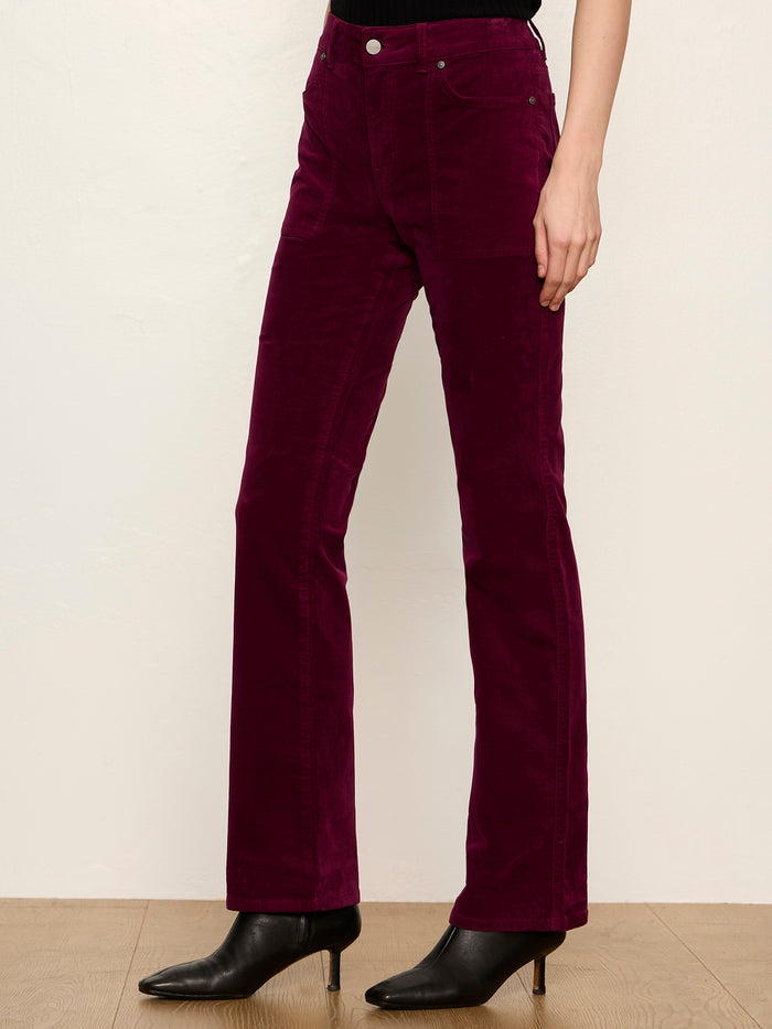 Play Date Velveteen Bootcut Pant Bordeaux Petite Sizing