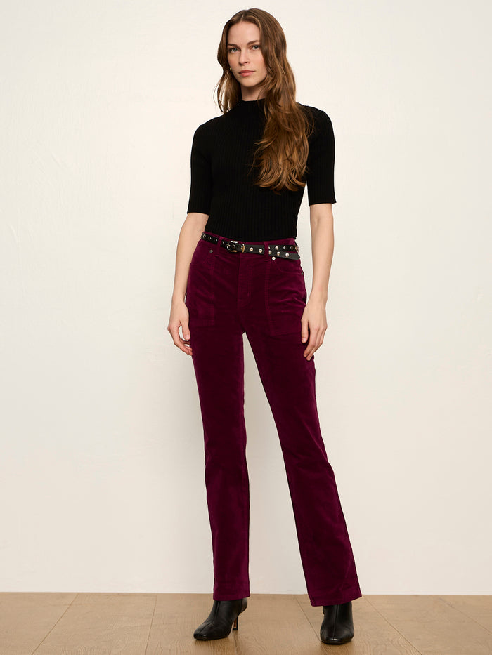 Play Date Velveteen Bootcut Pant Bordeaux Petite Sizing