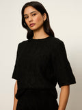 Pointelle Sweater Tee Black