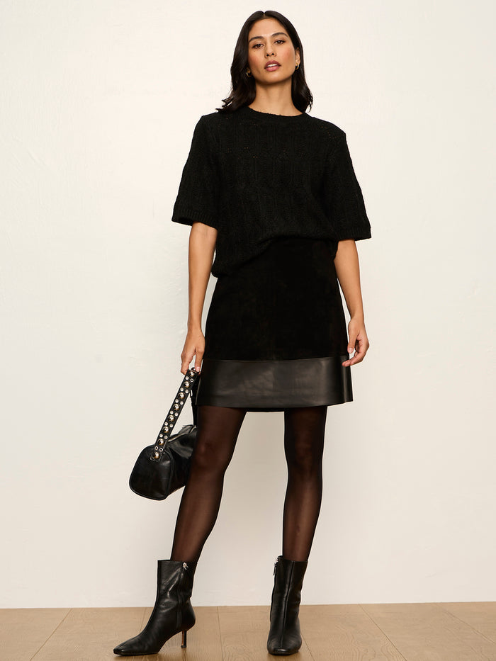 Pointelle Sweater Tee Black