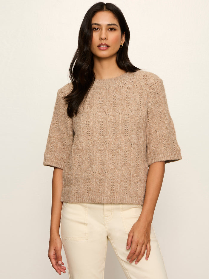 Pointelle Sweater Tee Heather Hazelnut Petite Sizing