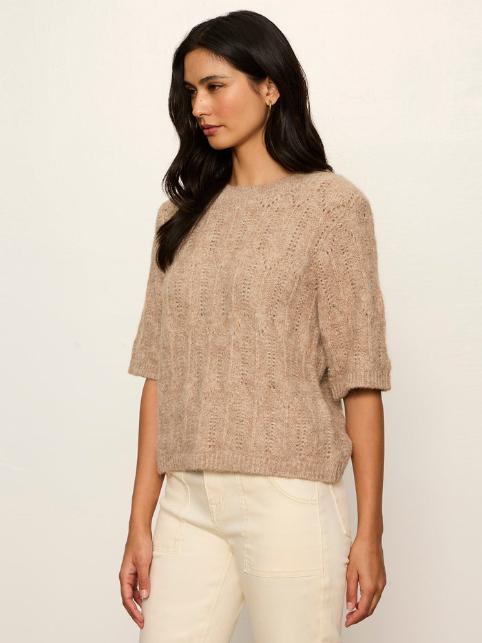 Pointelle Sweater Tee Heather Hazelnut Petite Sizing