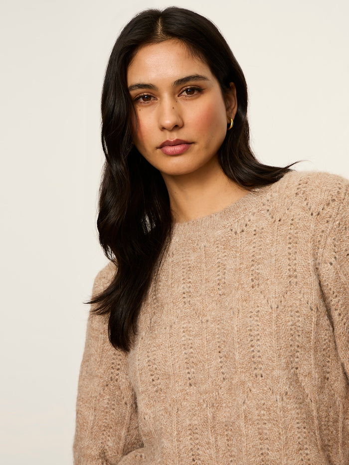 Pointelle Sweater Tee Heather Hazelnut Petite Sizing