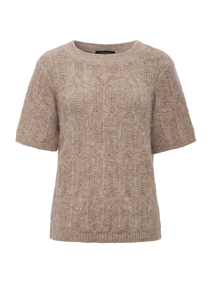 Pointelle Sweater Tee Heather Hazelnut Petite Sizing