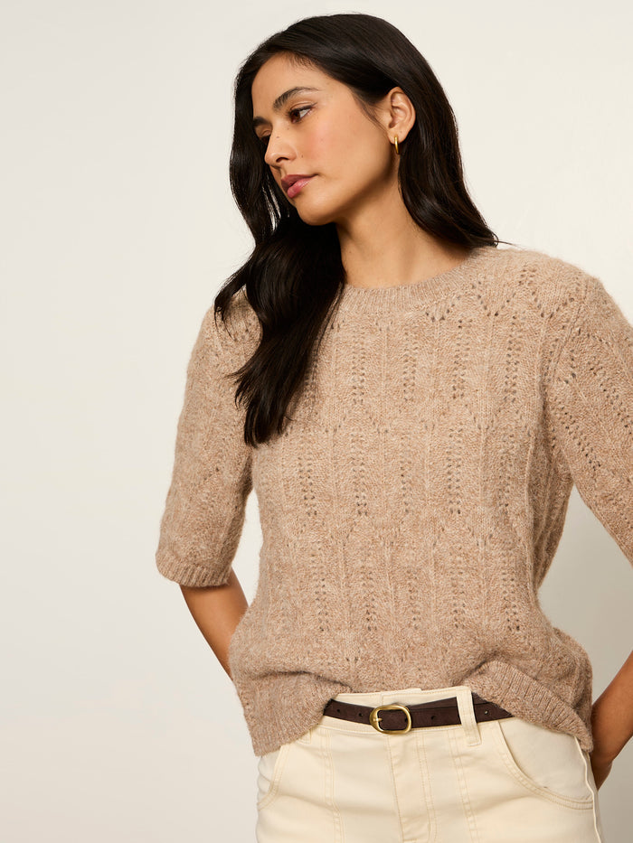 Pointelle Sweater Tee Heather Hazelnut