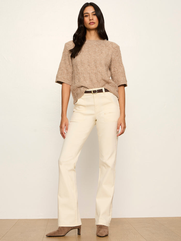 Pointelle Sweater Tee Heather Hazelnut