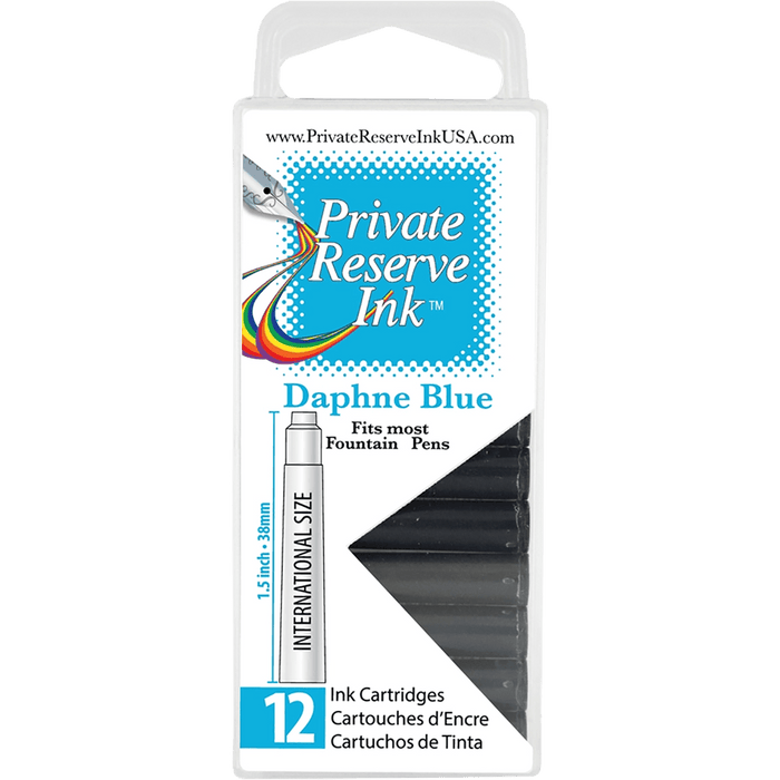 Private Reserve Winter Color Ink Cartridges - Daphne Blue (12 per pack) - Pen Boutique Ltd