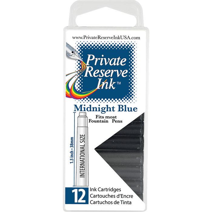 Private Reserve Winter Color Ink Cartridges - Midnight Blue (12 per pack) - Pen Boutique Ltd