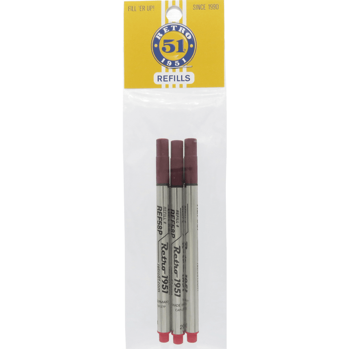 Retro 51 Rollerball Refills - Red - 3 per pack - Pen Boutique Ltd