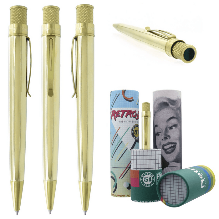 Retro 51 Tornado Rollerball Pen - Vintage Metalsmith - Raw Brass - Pen Boutique Ltd