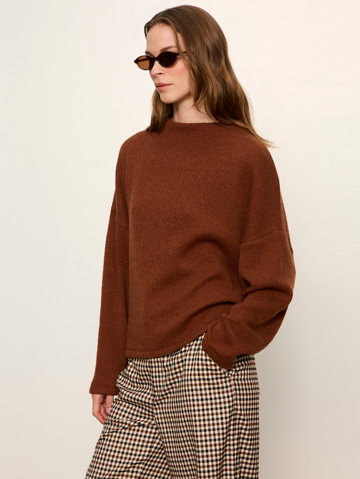 Ribbed Dolman Sweatshirt Burnt Cocoa