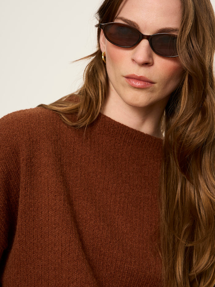 Ribbed Dolman Sweatshirt Burnt Cocoa